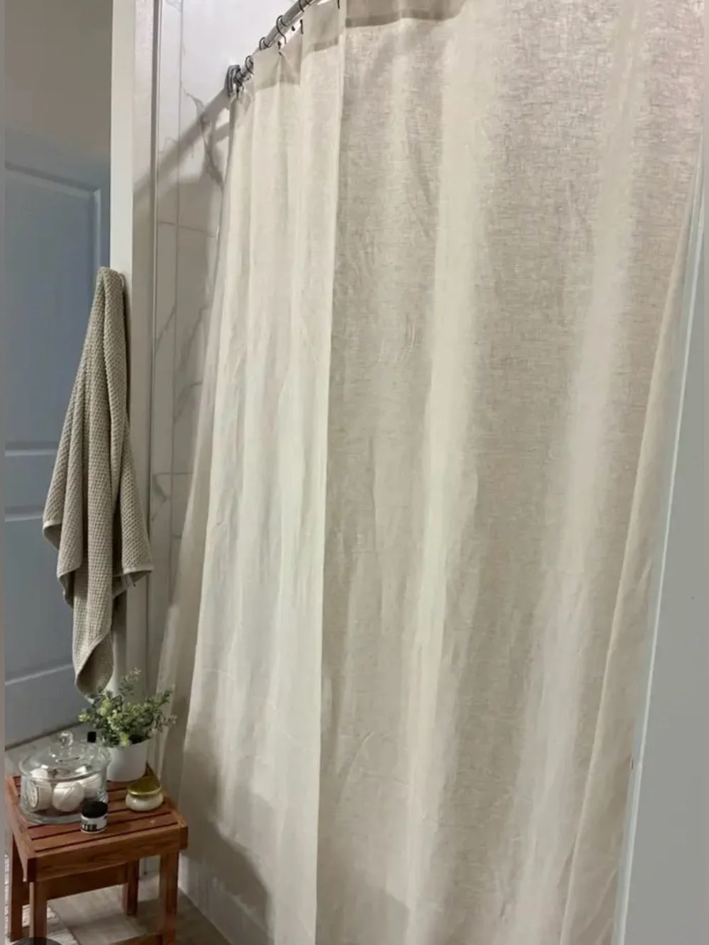 NWOT Quince European Linen Shower Curtain, 72 X 72 (Sand)